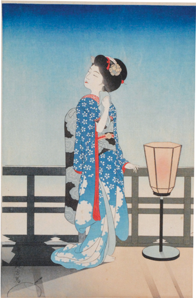 Yoshikawa Kanpo “The 1st Collection of Creative Prints by Kanpo / Maiko Admiring the Moon”