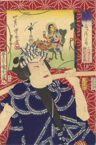 国周 暁斎「見立十二ヶ月の内　四月　かつおう里　中村芝翫」