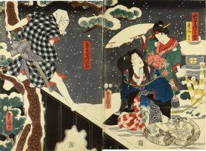 Toyokuni III / Kabuki scene from Akegarasu Hana no Nureginu [明鳥花濡衣]