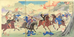 Nobukazu / Russo-Japanese War / The Battle of the Yalu River [勇烈ナル我軍鴨緑江河畔ニ露国コザック騎兵ヲ撃退之図]