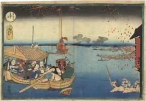 Kuniyoshi / Famous Places in Edo : Evening cool at Ryogoku [東都名所　両国の涼]