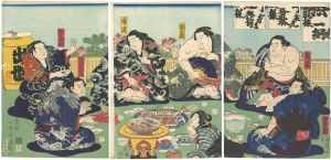 国輝「角力酒宴之図」