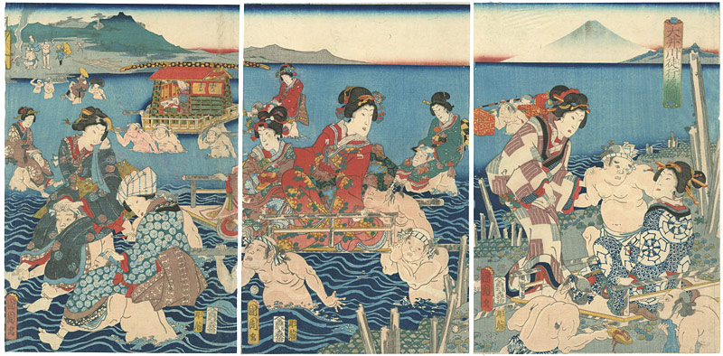 Kunichika “Ferrying passengers across the Oi River”