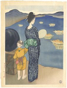 竹久夢二「長崎六景　灯籠流し」