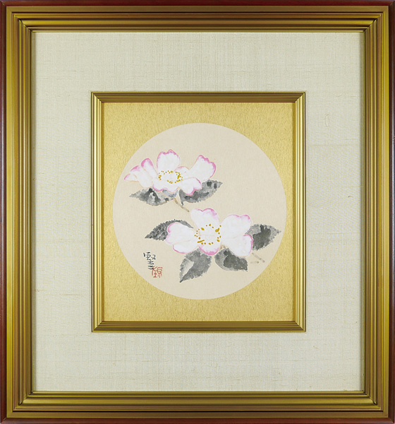 吉岡堅二「自筆画色紙　花（仮）」