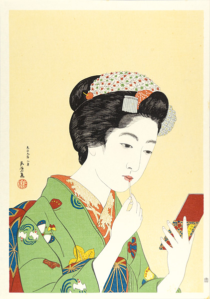 Hashiguchi Goyo “The Woman Who Has a Lipstick Brush 【Reproduction】”