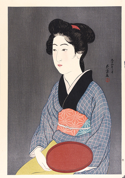 Hashiguchi Goyo “Waitress with a Red Tray 【Reproduction】”