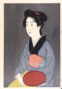 Hashiguchi Goyo / Waitress with a Red Tray 【Reproduction】