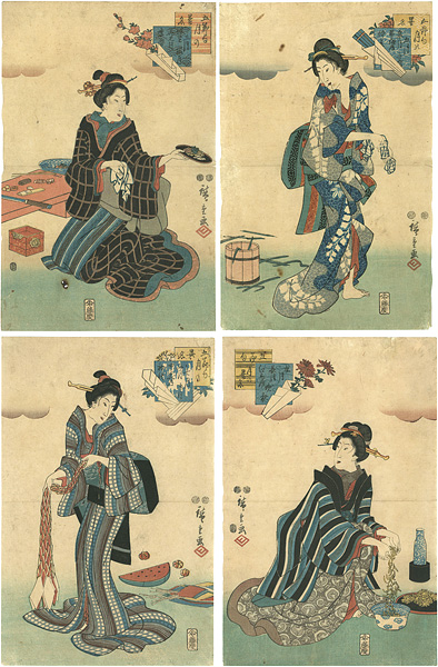 広重初代「五節句月の異名　三月・五月・七月・九月」