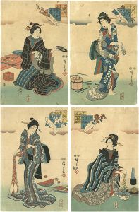広重初代「五節句月の異名　三月・五月・七月・九月」