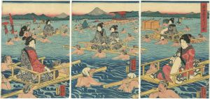 Yoshikazu / Crossing Oi River [東海道大井川の図]
