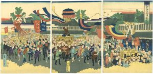 Gyokusai / The View of Emperor Meiji Distributing Sake Instead of a Greeting to Tokyo Citizens [東京御酒頂戴之図]