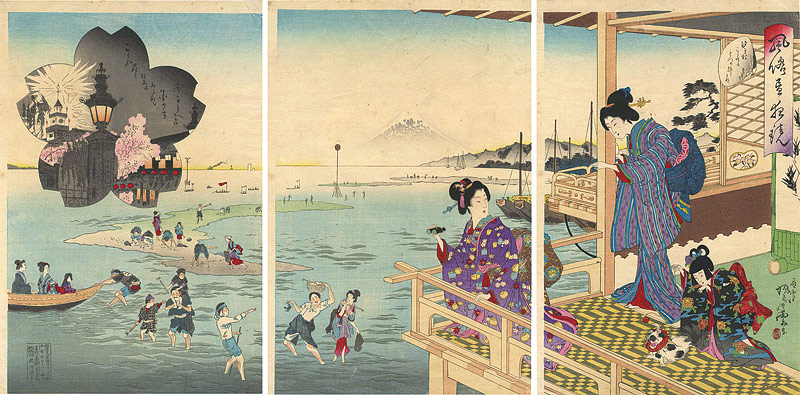 鳳斎峰雲「風俗昼夜鏡　潮干狩」
