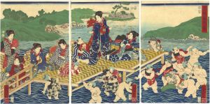 芳春「子供庭遊の図」