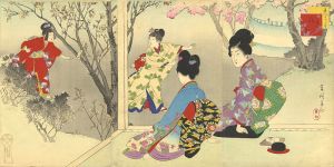 Shuntei / Beautiful Women for the Twelve Months / The 3rd Months - Cherry Blossoms [美人十二ヶ月　其三　桜が里]