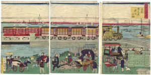 国輝二代「東京名勝之内　高輪蒸気車鉄道全図」