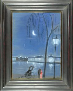 Saito Shinichi / Painting : Meiji Series / Moon at Sumida River