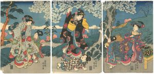 Kunisada I / Cherry‐Blossom Viewing  [桜下美人図（仮題）]