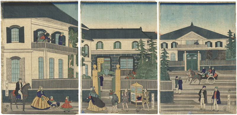 芳員「横浜異人館之図」