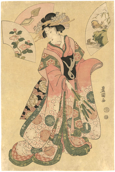 Toyokuni I “Beauty Holding 2 Narcissuses ”