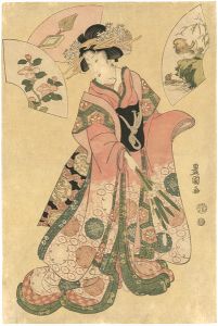 Toyokuni I / Beauty Holding 2 Narcissuses  [美人画]