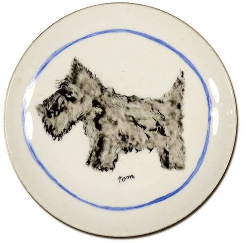 Murayama Tomoyoshi “自筆絵付 犬の皿画”