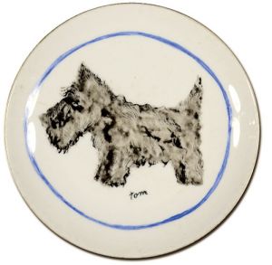 村山知義「自筆絵付 犬の皿画」