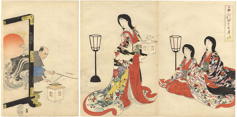 Chikanobu “Chiyoda Inner Palace /　Gathering the Beans Thrown on the Last day of Winter ”