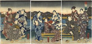 豊国三代「墨田川夕景」