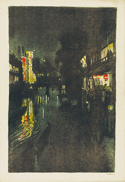 織田一磨「大阪風景　道頓堀川夜景」