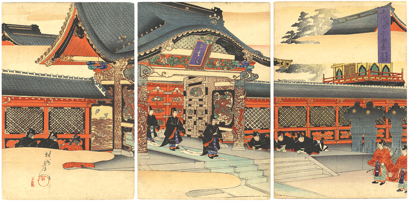 Chikanobu “Chiyoda Outer Palace /  Visit to Zojo-ji Temple at shiba”
