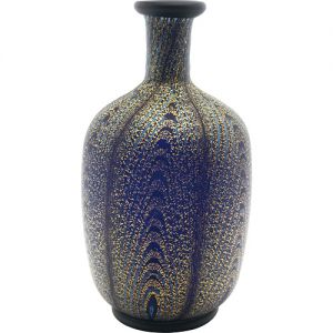 岩田久利「金彩瑠璃羽重文花器」