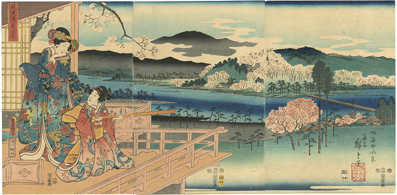 Hiroshige I / Toyokuni III “嵯峨野風景　風流源氏絵合”