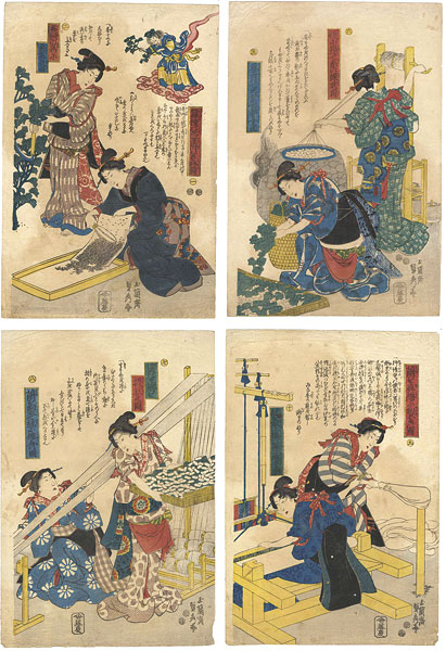 貞秀「蚕織錦絵」