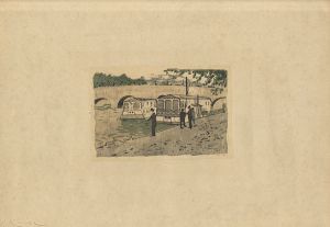 山本鼎「リュクサンブール公園 （河畔の釣人）」