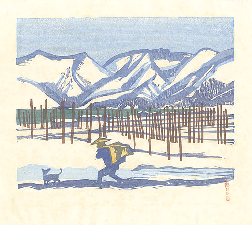 前川千帆「雪の余吾湖」