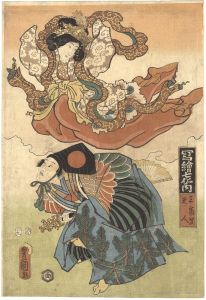 豊国三代「写絵七化ノ内　三番叟　天人」