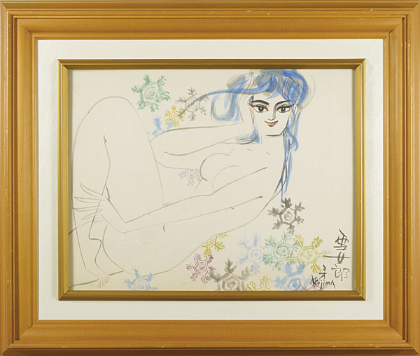 小島功「自筆画色紙 雪女郎」