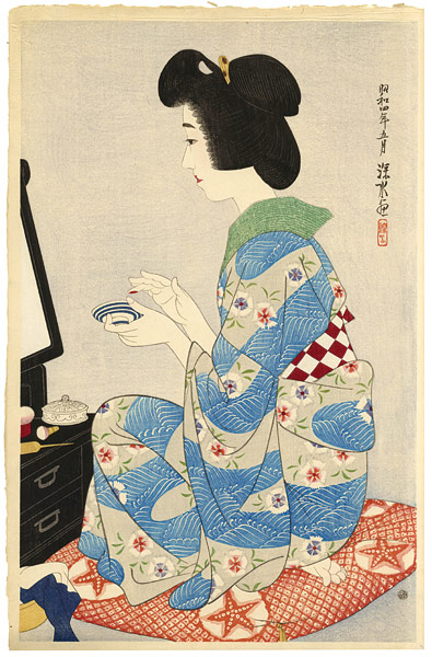 伊東深水「現代美人集　第一輯　口紅」