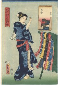 豊国三代 国久「江戸名所百人美女　木場」
