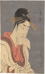 歌麿「美人気量競　鶏舌楼　雛鶴【復刻版】」