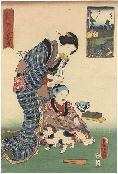 Toyokuni III, Kunihisa “Famous Places in Edo Compared with 100 Beauties / Yotsuya”