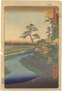 Hiroshige I / 100 Famous Views of Edo : The Poet Basho's Hermitage on Camellia Hill beside the Aqueduct at Sekiguchi [名所江戸百景 せき口上水端はせを庵椿やま]