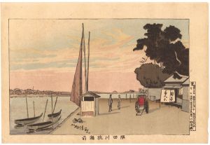 Kiyochika / Before Makura Bridge, Sumida River [隅田川枕橋前]