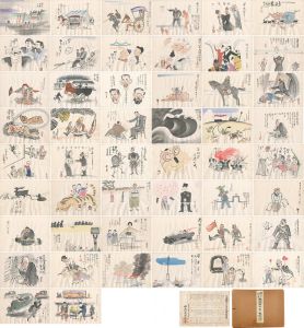 北沢楽天 岡本一平 前川千帆 田中比左良　他「肉筆漫画開国六十年史図絵」