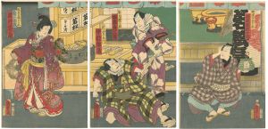 Kunisada II / Kabuki Scene from Mukashibanashi homare soga [昔噺誉曽我]