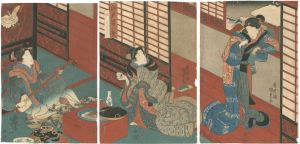 Kunisada I / Eight Views of Edo Figures [江戸姿八契　本所四軒]