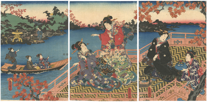 豊国三代「風流美人紅葉狩（仮題）」