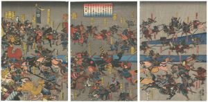 芳虎「春日山城主上杉謙信天文十九年三月十一日犀川で武田信玄と戦う図」