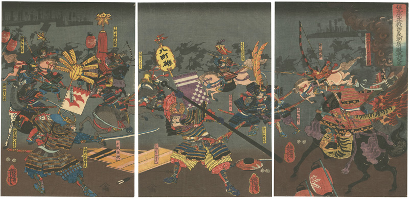 芳虎「保元平治合戦源義朝白河御殿夜討之図」
